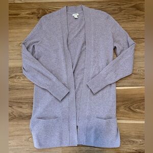 LL Bean Women’s sz Medium Light Purple 100% Cashmere Open Long Cardigan